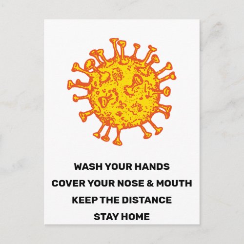 Help Stop Corona Virus Covid19 Safety Postcard