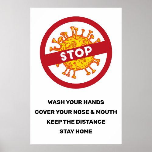 Help Stop Corona Virus Covid19 Safety Poster
