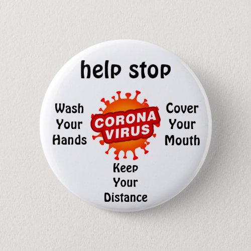 Help Stop Corona Virus Safety Health Pin Button