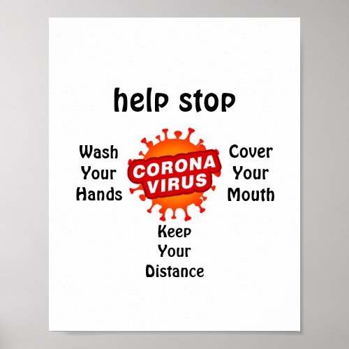 Help Stop Corona Virus Safety Message Poster
