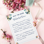 Help the Bride Write Her Vows Bridal Shower Game<br><div class="desc">Bride Libs Game with fill in the blank prompts.


The gorgeous painted florals are by Create the Cut. Find them on Creative Market https://crmrkt.com/7WdAX,  Etsy https://www.etsy.com/shop/CreateTheCut,  and 
www.createthecut.com</div>