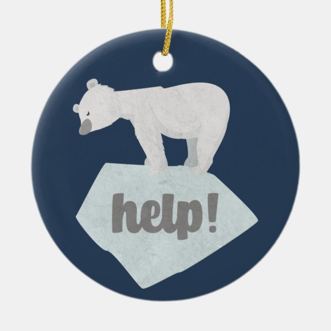 Help the Polar Bear Ceramic Ornament (Front)