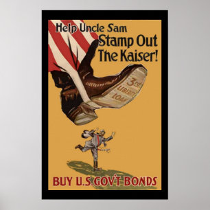 Help Uncle Sam Stamp Out the Kaiser Vintage WW1 Poster