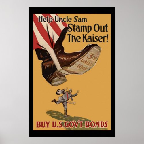 Help Uncle Sam Stamp Out the Kaiser Vintage WW1 Poster