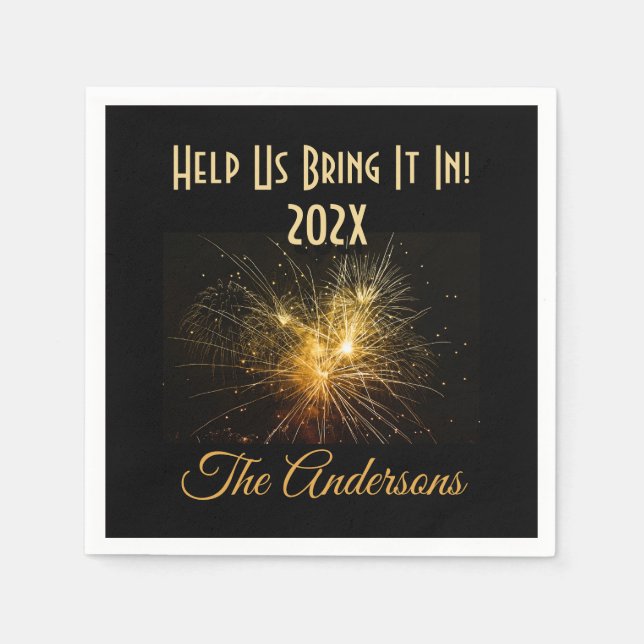 Help Us Bring It In! Roarding 20's New Year's Eve  Napkins (Front)