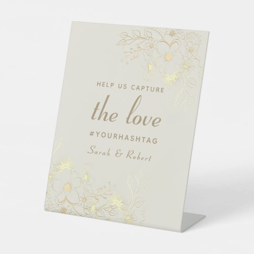 Help Us Capture The Love Gold Wedding Pedestal Sign
