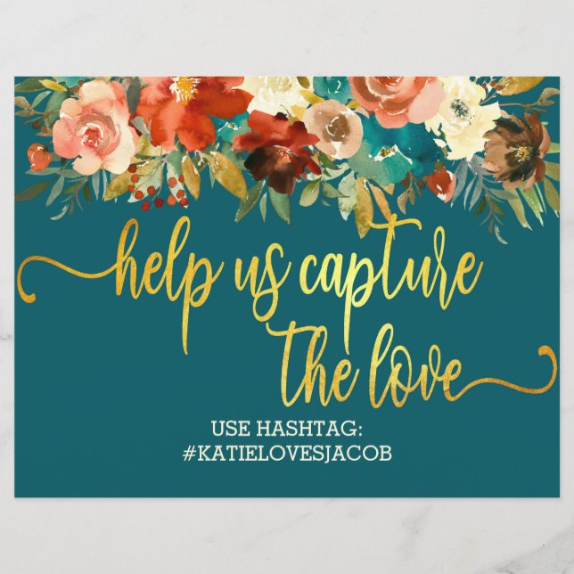 Help Us Capture the Love - Teal & Orange Wedding (Front)
