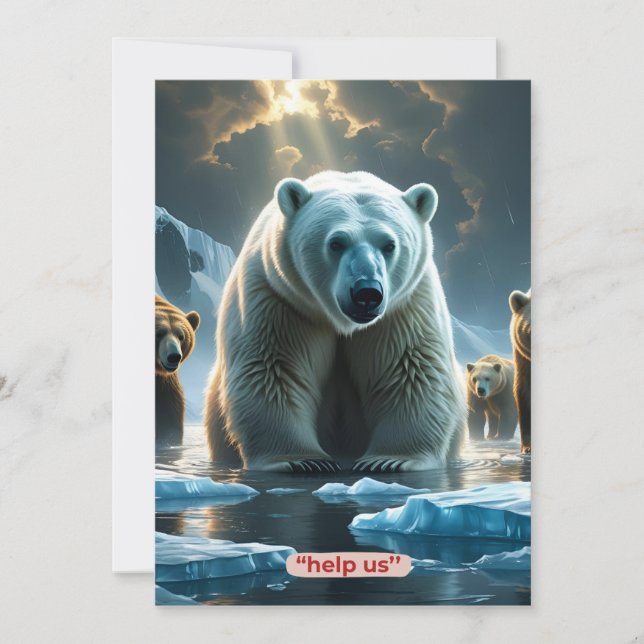 Help Us – Polar Bears on Thin Ice  Holiday Card (Front)