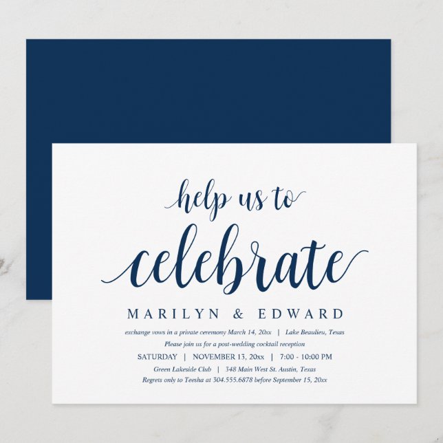 Help us to celebrate Modern Post Wedding Elopement Invitation (Front/Back)