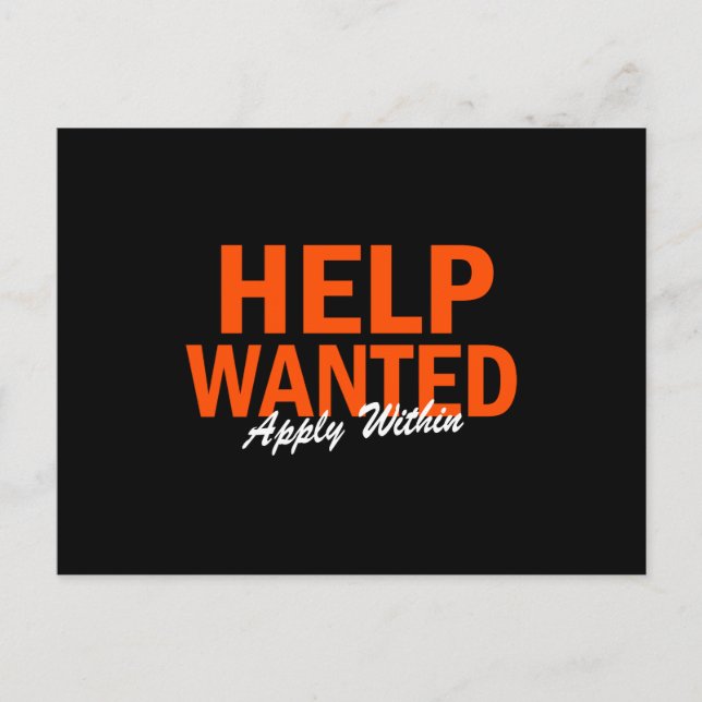 Help Wanted Apply Within Postcard (Front)