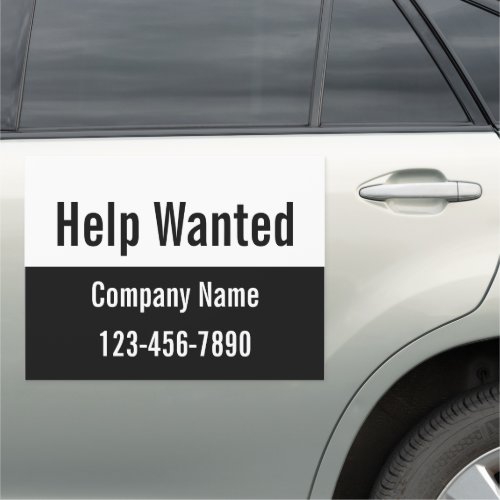 Help Wanted Black White Company Name Phone Number Car Magnet