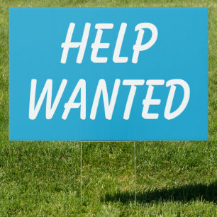 Help Wanted Blue Sign