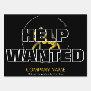 HELP WANTED Business Logo Yard Sign v1 Glitch2