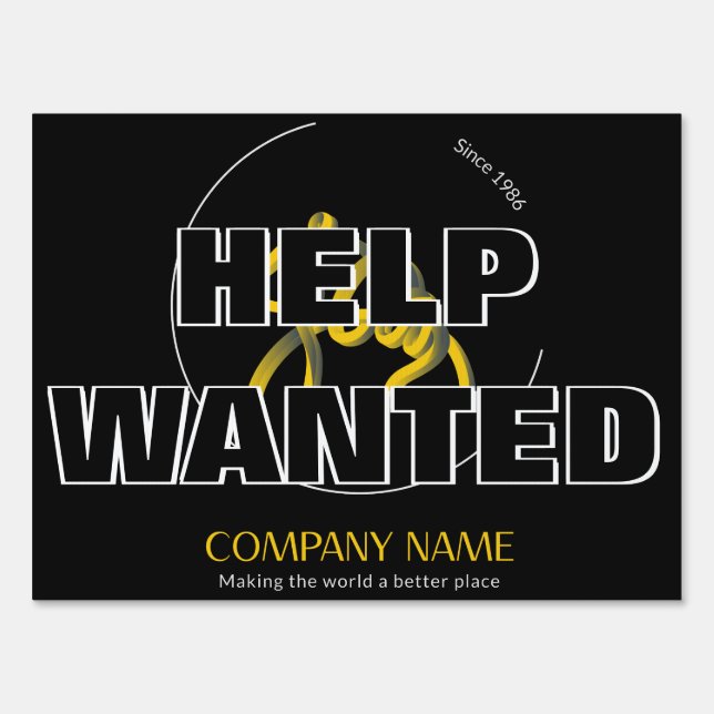 HELP WANTED Business Logo Yard Sign v1 Glitch2 (Back)