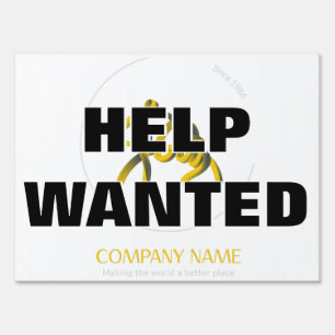 HELP WANTED Business Logo Yard Sign v2 Glitch2