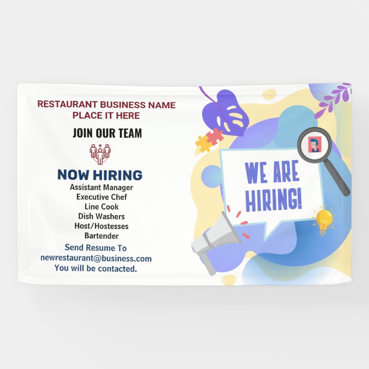 Help Wanted Business Now Hiring Employees Custom Banner | Zazzle