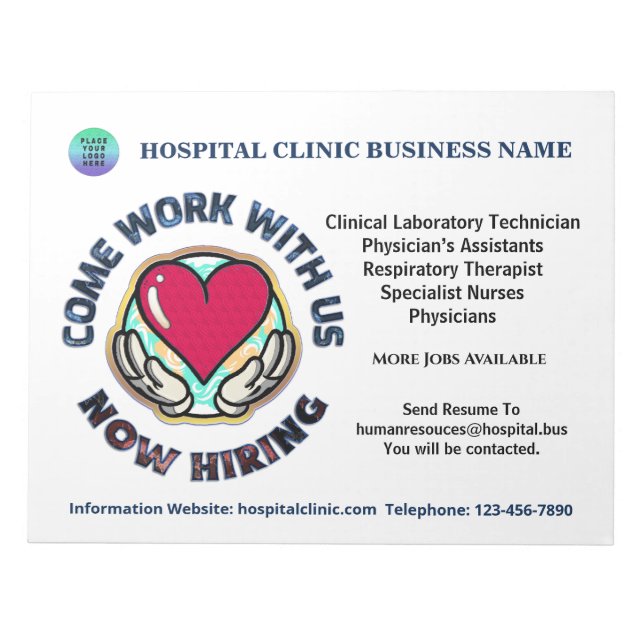 Help Wanted Business Now Hiring Personalize   Notepad (Front)