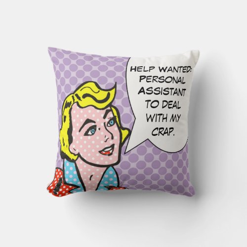 Help Wanted Comic Book Throw Pillow