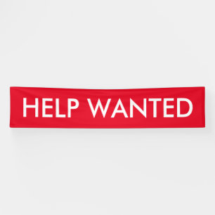 Help wanted customizable red white banner