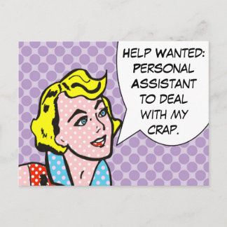 Help Wanted Funny Comic Book Postcard