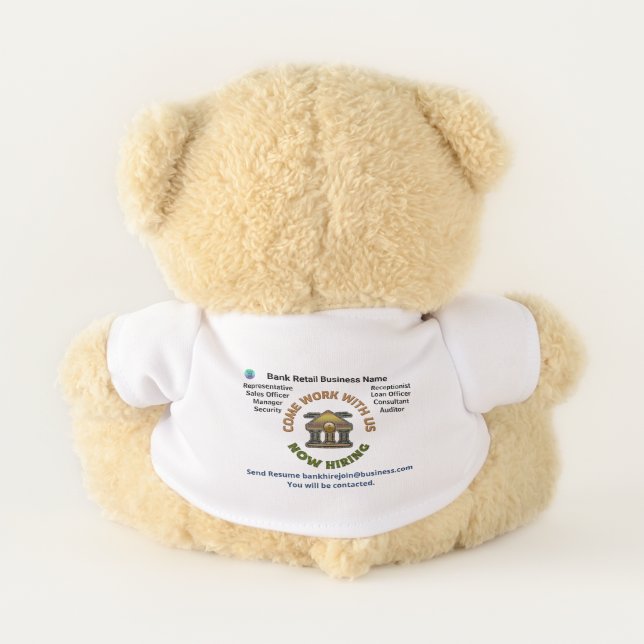 Help Wanted Hiring Custom Promotional Teddy Bear (Back)