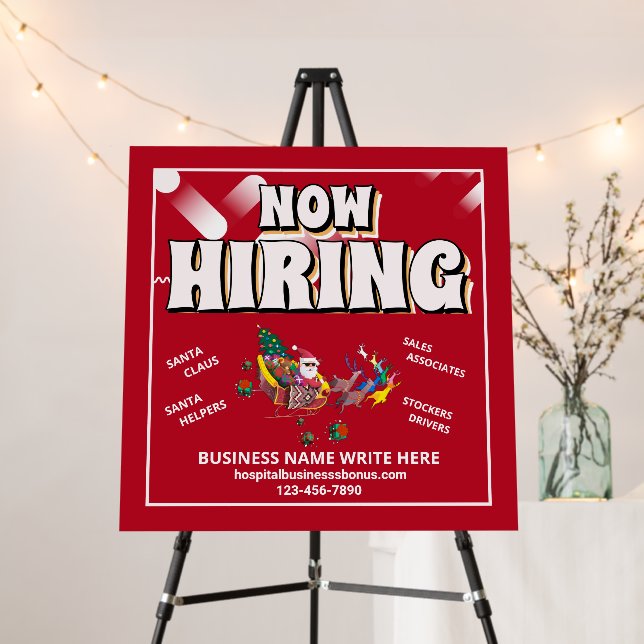 Help Wanted Hiring Now Christmas Holidays Custom Foam Board (In Situ (Stand))