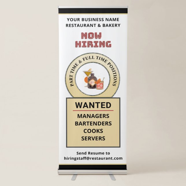Help Wanted Jobs Hiring Recruiting Personalize   Retractable Banner (Front)