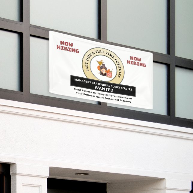 Help Wanted Jobs Now Hiring Personalize  Banner (Outside Building)