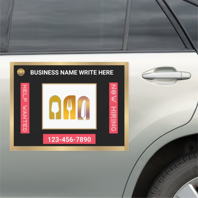 Help Wanted Now Hiring Apply Logo Custom  Car Magnet (In Situ)