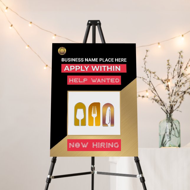 Help Wanted Now Hiring Apply Logo Custom  Foam Board (In Situ (Stand))