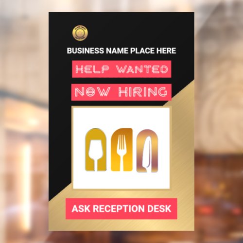 Help Wanted Now Hiring Apply Logo Custom  Window Cling