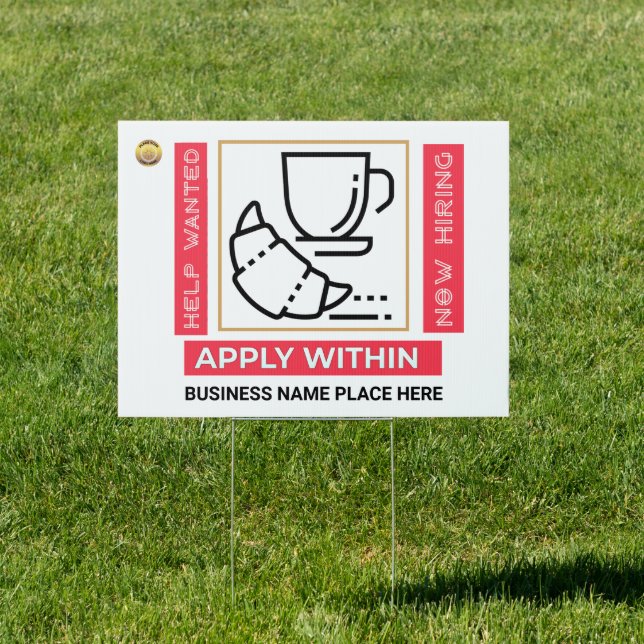 Help Wanted Now Hiring Apply Logo Custom Yard Sign (Insitu)