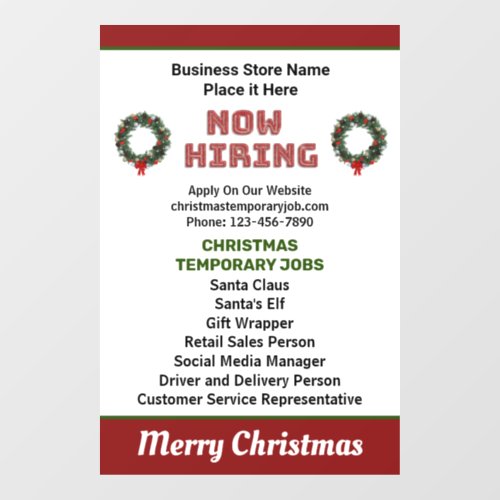 Help Wanted Now Hiring Christmas Businesses Jobs  Window Cling
