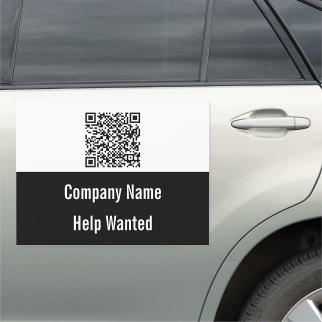 Help Wanted QR Code Business Name Template Car Magnet (In Situ)