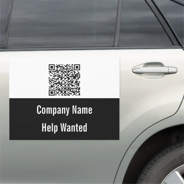 Help Wanted QR Code Business Name Template Car Magnet | Zazzle