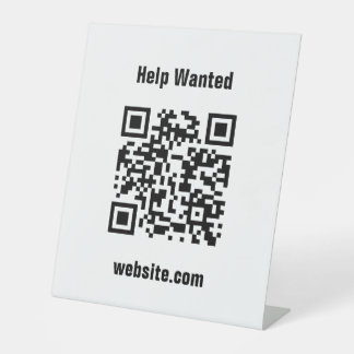 Help Wanted QR Code Website White Template  Pedestal Sign