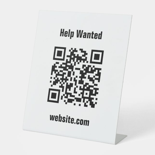 Help Wanted QR Code Website White Template  Pedestal Sign (Front)