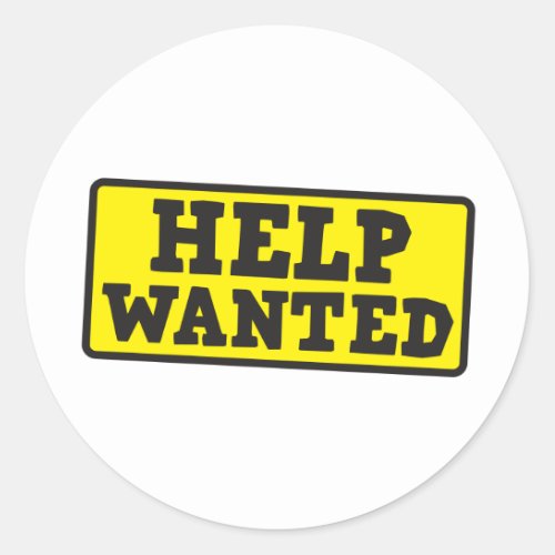 Help wanted sign classic round sticker