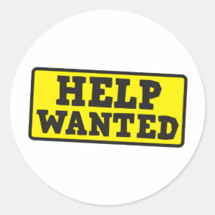 Help wanted sign classic round sticker