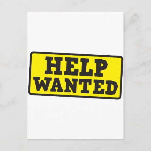 Help wanted sign postcard