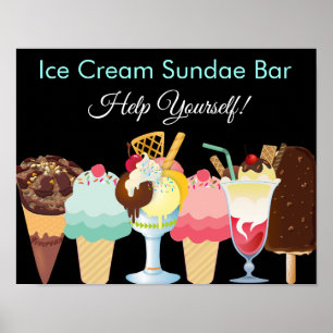 Help Yourself Ice Cream Sundae Bar Poster
