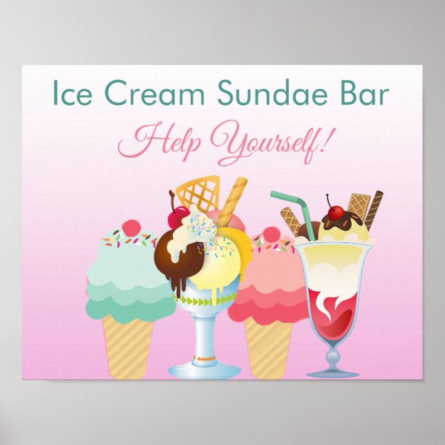 Help Yourself Ice Cream Sundae Bar Poster (Front)