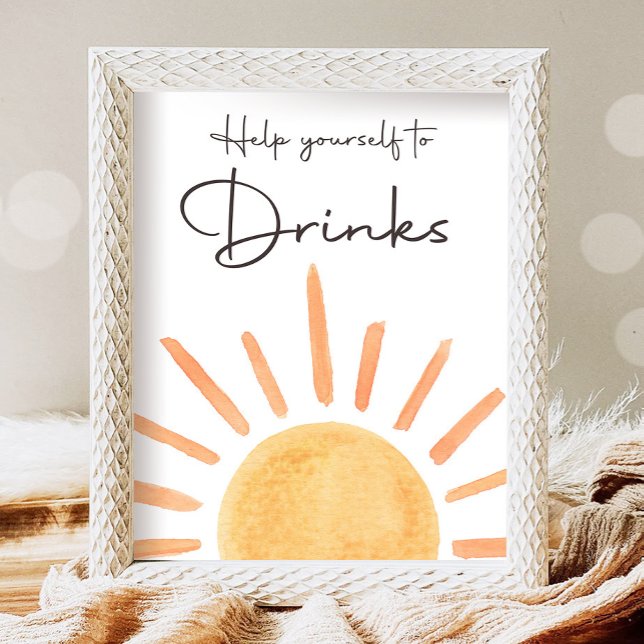 Help Yourself to Drinks Boho Sunshine Birthday Poster (Creator Uploaded)
