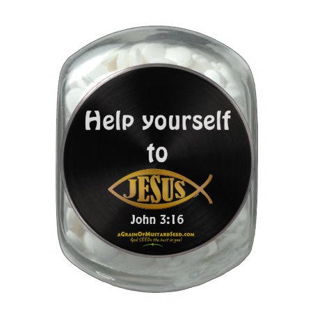 Help Yourself To Jesus Glass Candy Jar