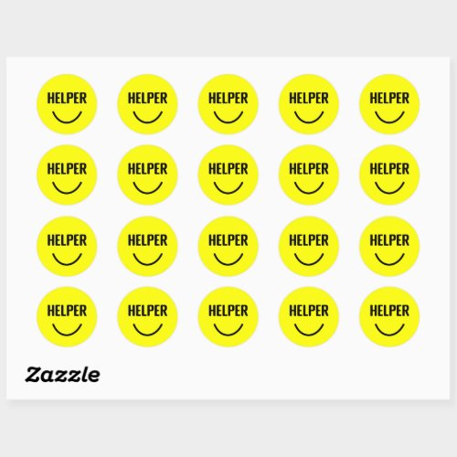 Helper Happy Smiling Yellow Face    Classic Round Sticker