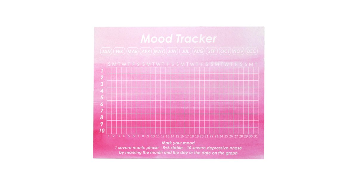 Helpful Mood Tracker For Bipolar Disorder Symptoms Notepad Zazzle