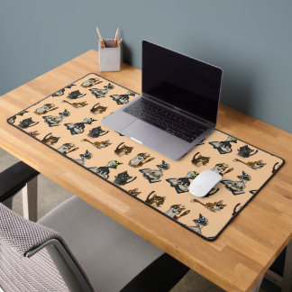 Helpful Study Cats Yellow  Desk Mat
