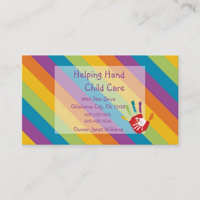 Helping Hand Child Care Business Card (Front)