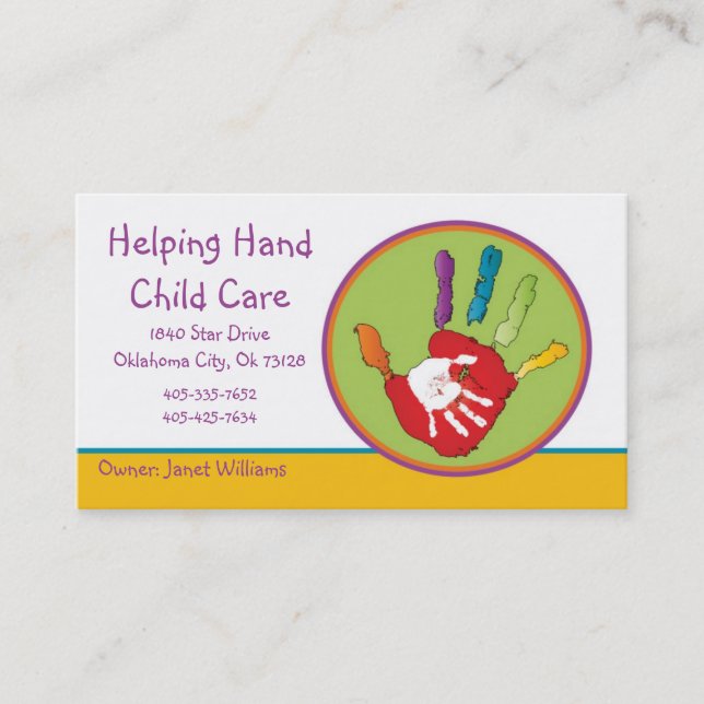 Helping Hand Child Care Business Card (Front)