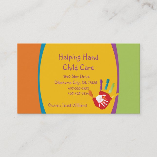 Helping Hand Child Care Business Card (Front)